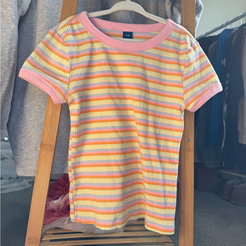 Old Navy Kids Striped Tee in Pink and Yellow